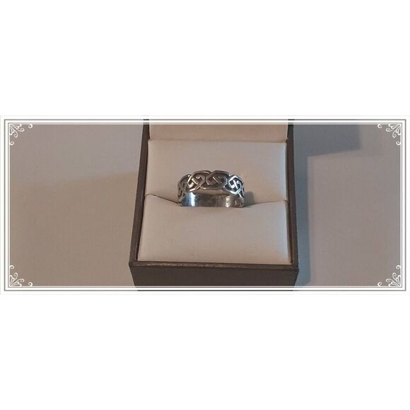 Vintage 925 Sterling Silver Celtic Unity Knot Band Ring Sz 10 - Picture 1 of 3